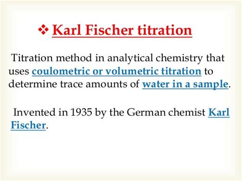 volumetric karl fischer titration ppt commercial|karl fischer titration calculation.